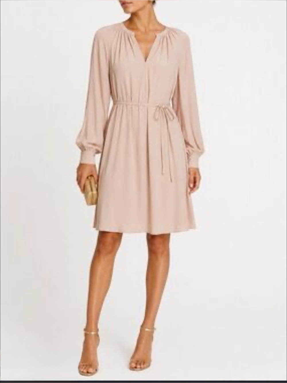 Alex Marie Blush Long Sleeve Tie Waist Dress XL